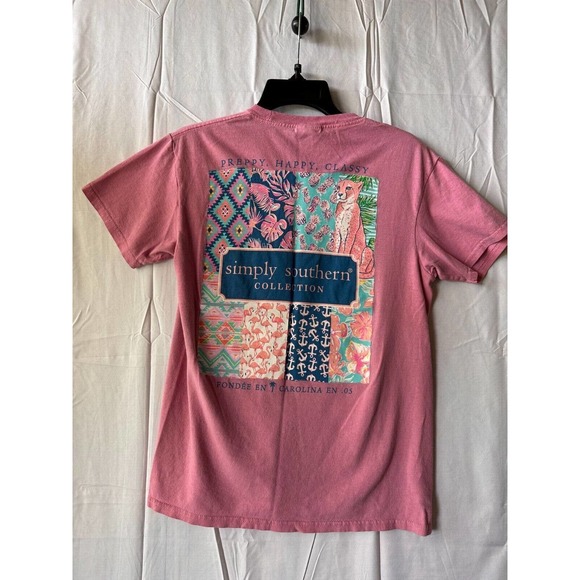 SIMPLY SOUTHERN "Preppy, Happy, Classy" Graphic Pink Small T-shirt. *COOL/NICE - Picture 6 of 6